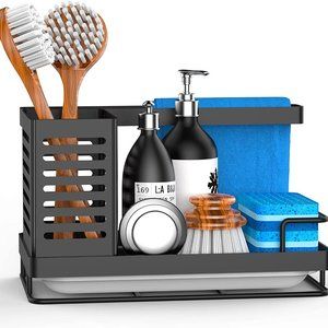 NEW Sink Caddy with Brush Holder with Removable Drain Tray for Sponge